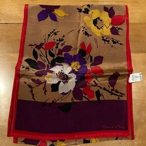 Oscar de la Renta Floral Silk Scarf